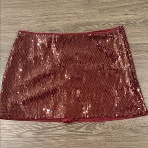 Glamorous Sequin Mini Skirt in Sparkling Burgundy
